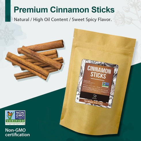 4oz Set, Soeos Cinnamon Sticks Bulk + Star Anise Whole + Whole Cloves Bulk, Each, All Natural, No Preservative, Starter