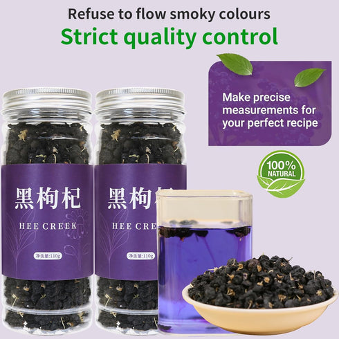 7.76oz/220g Hee Creek Super Grade Black Goji Berry Black Wolfberry Tea Natural Wild Goji Berries Tea Caffeine-Free