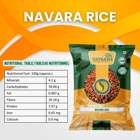 VATSAN 2lbs Navara Rice | Authentic Kerala Red Rice | Gluten-Free, High Fiber | Ideal for Ayurveda, Porridge & Healthy
