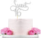 Silver Glitter Sweet 16 Cake Topper - Happy 16th Birthday, 16th Anniversary Party Decoration Supplies