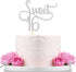 Silver Glitter Sweet 16 Cake Topper - Happy 16th Birthday, 16th Anniversary Party Decoration Supplies