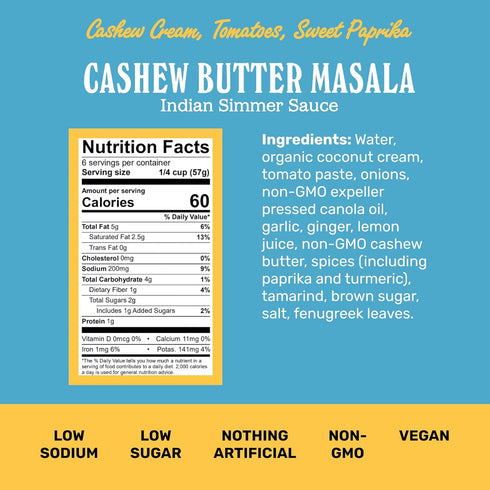 Brooklyn Delhi Vegan Butter Chicken | Indian Simmer Sauce with Cashew Cream Tomatoes, Sweet Paprika | Mild Enough for a Kid, Flavorful for a Foodie | Vegan, Nothing Artificial (Pack of 2)