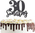 30 Something Cake Topper Double Sided Black Glitter Sign for 30th Birthday Party Decorations