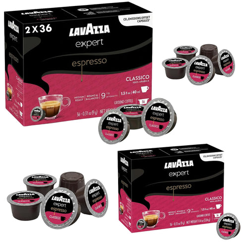 Lavazza Expert Espresso Classico Capsules 72 Count Medium Roast Coffee Pods Made