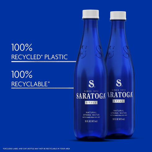 24 Pack 16 Oz Saratoga Spring Water Bottles, Still Bottled Water Recycled PET Plastic Bottles Fl