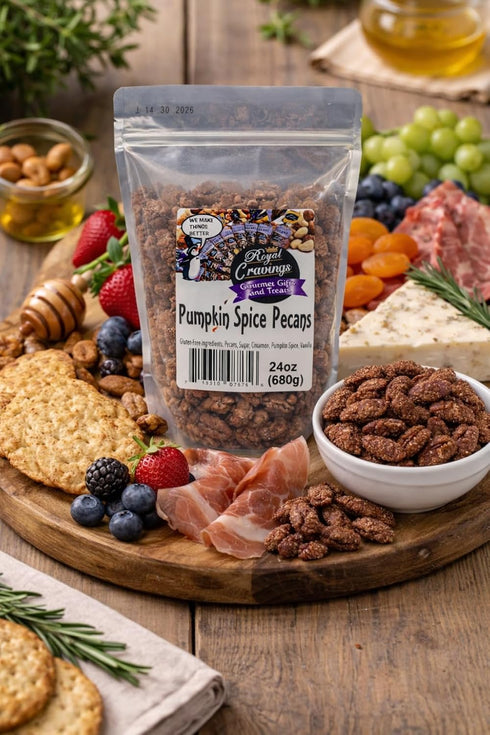 2 lb Royal Cravings - Pumpkin Spice Pecans - Sweet & Salty Crunch Snack for Gifting, Sharing & Dessert Topping