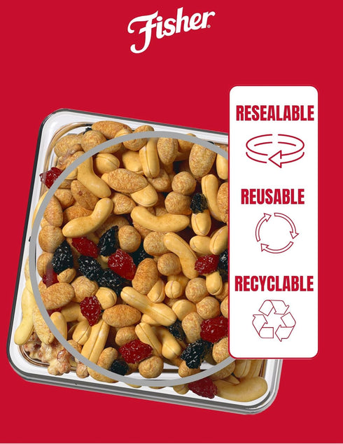 38 oz (Pack 1), Fisher Snack Sweet Nut Bulk Trail Mix, of Honey Roasted Peanuts, Raisins, Frosted Walnuts, Cashews