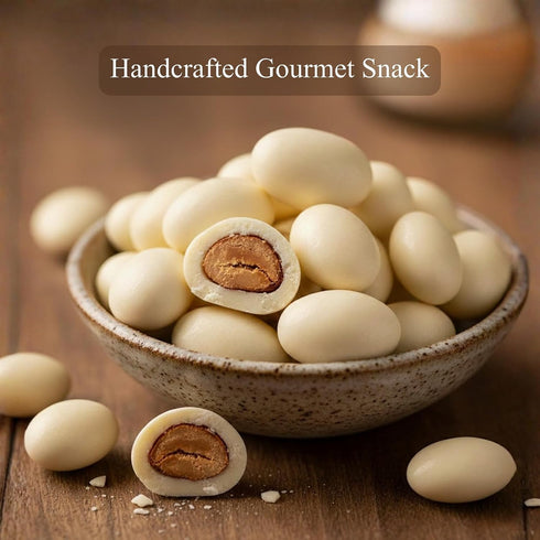 1 lb ANDY ANAND CHOCOLATIER Yogurt Covered Almonds Gourmet Greek Yogurt Flavored Covered Almonds, Sweet Creamy Coated