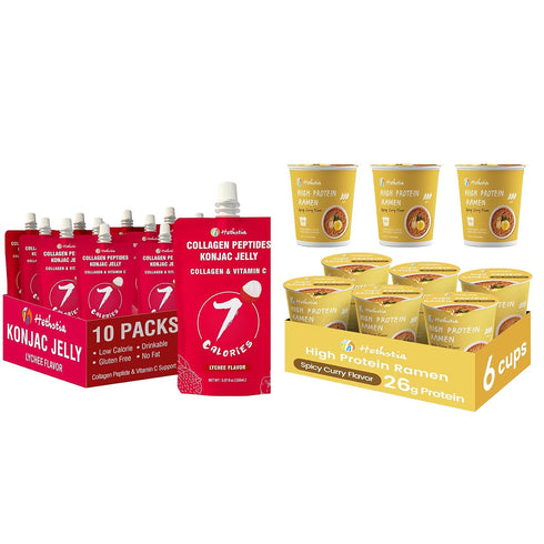 Hethstia Lychee Konjac Jelly Drinkable Pouch 10 Pack + Hethstia High Protein