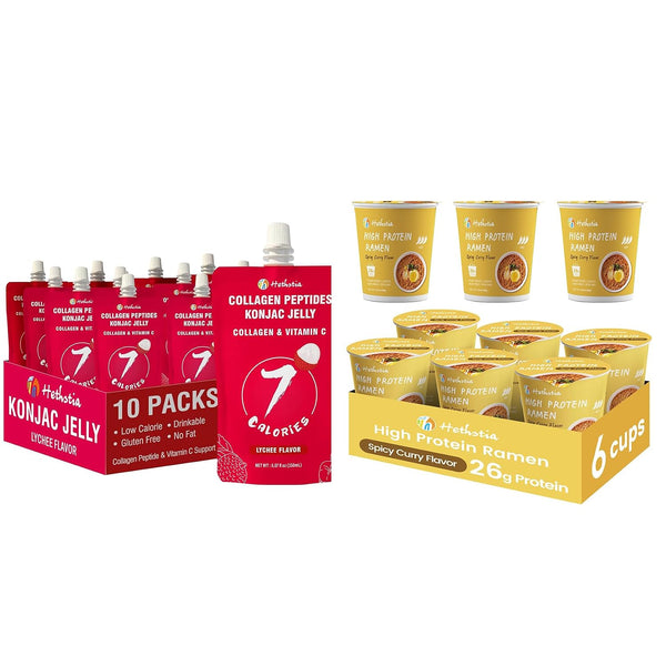 Hethstia Lychee Konjac Jelly Drinkable Pouch 10 Pack + Hethstia High Protein