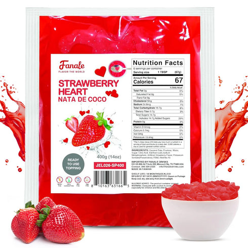 Fanale Coconut Jelly Topping nata de coco for Bubble Tea | Strawberry