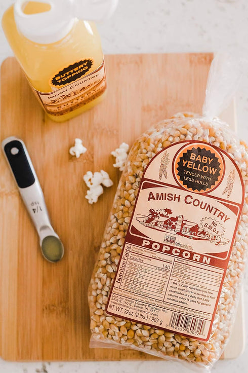 Amish Country Popcorn, 2 lb Bag of Baby Yellow Non-GMO Gluten Free Popcorn Kernels