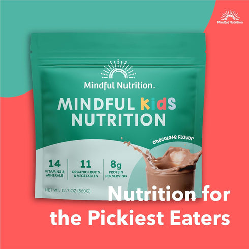 12.7oz Mindful Nutrition Kids Protein Powder Shake Mix, Organic Fruit and Vegetable Green Superfoods, Vitamins
