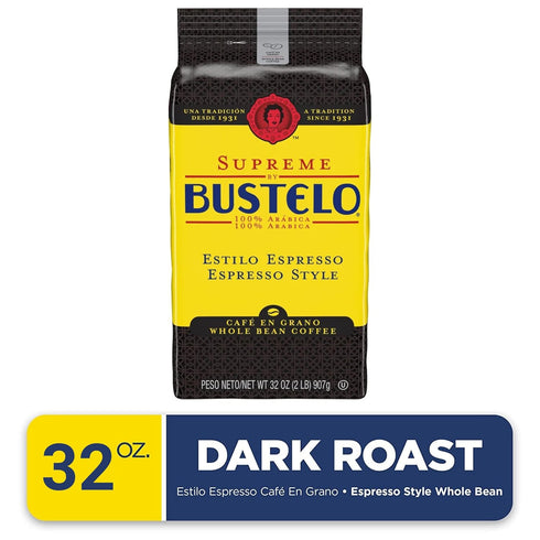 32 oz., (SMU01800) Supreme Bustelo Espresso Style Whole Bean Coffee, Dark Roast, Each