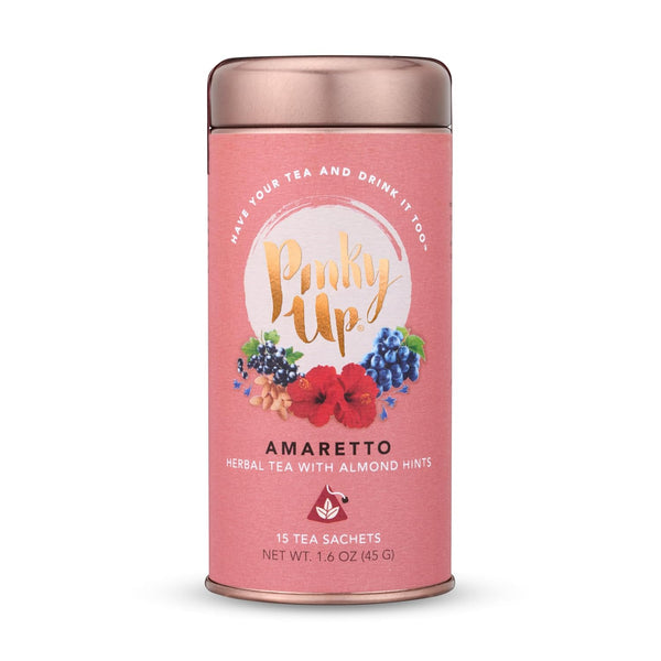 Pinky Up Amaretto Herbal Tea, Caffeine-Free Herbal Tea with Almond, Hibiscus, and