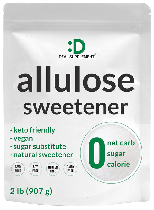 DEAL SUPPLEMENT Allulose Sweetener 2 Pounds Natural Sugar Subsitutes, No Aftertaste - Keto Friendly,
