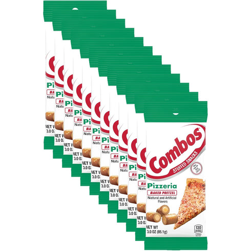 COMBOS Stuffed Pizzeria Baked Pretzel Snacks, Individually Wrapped, 3.0 Oz Pretzels Individual