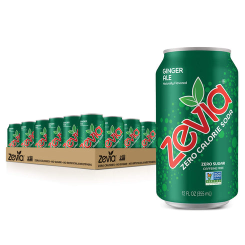 Zevia (24 Pack 12 oz 12 Pack 16 oz) Zero Calorie Ginger Ale Soda Cans of +