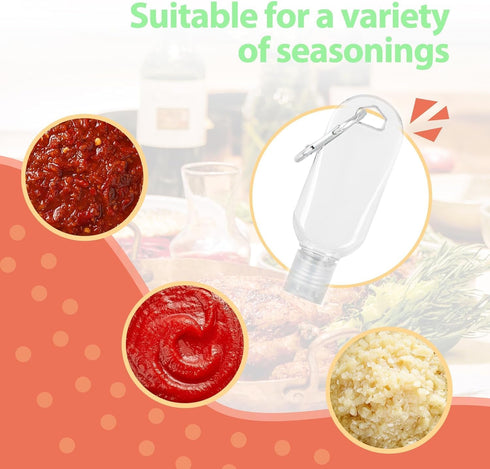 Luhaomisky 3Pcs 2oz/50ml Portable Hot Sauce Keychain Bottles - Mini Ketchup Containers for On-The-Go - Refillable