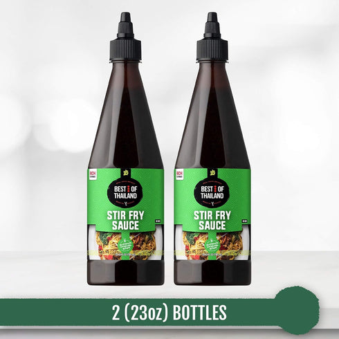 Best of Thailand Stir Fry Sauce, Authentic Asian-Brewed Marinade, 2 Pack of 23.65oz Squeezable Bottles, No MSG