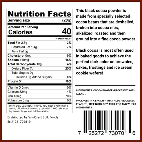 2.5 Lb Black Cocoa Powder - Economy Size Tub
