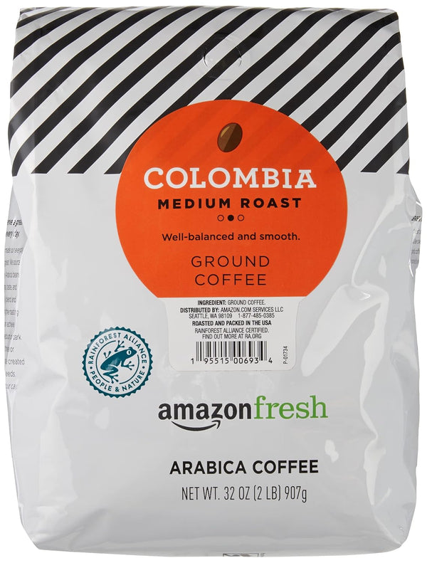 Amazon Fresh , Colombia Ground Coffee, Medium Roast, 32 Oz