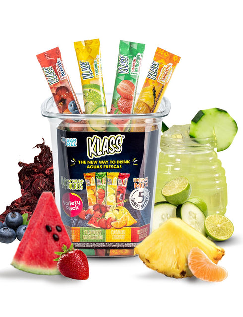 Klass Aguas Frescas, Powdered Drink Mix Variety Pack, 44 Singles Zero Sugar