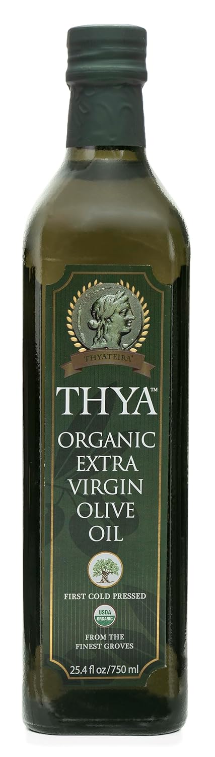 USDA Organic Extra Virgin Olive Oil by THYA, First Cold Pressed, Single
