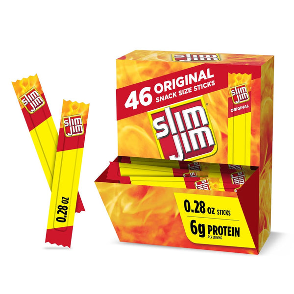 Slim Jim Smoked Meat Sticks, Original Flavor, 6g Protein Per Serving, Snack
