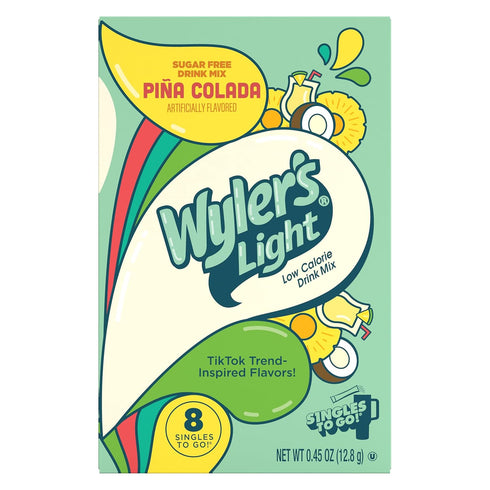 Pack 3 24 Wyler's Light Pina Colada Watertok - of - Singles To Go - Powdered Drink Mix - Delicious Refreshing Flavor