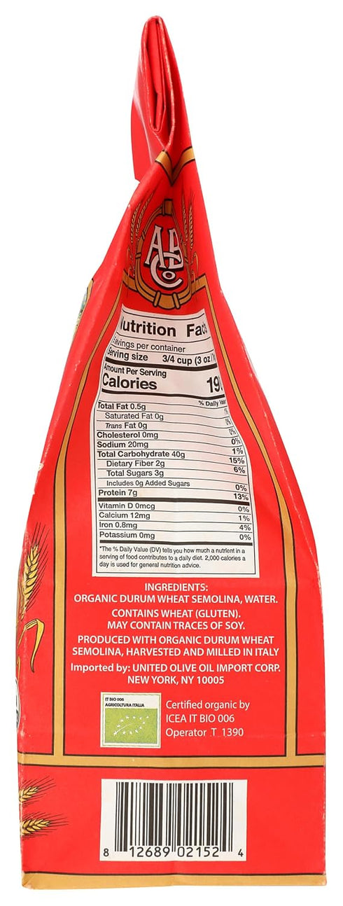 14 oz Partanna Organic Premium Rigatonini Italian Artisanal Pasta - Bronze Cut - Durum Wheat Semolina-Slow Dried