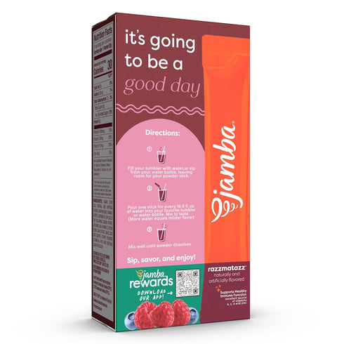 packets, 6-Count, Jamba Singles To Go! razzmatazz smoothie-inspired powdered drink mix aspartame free, just add water