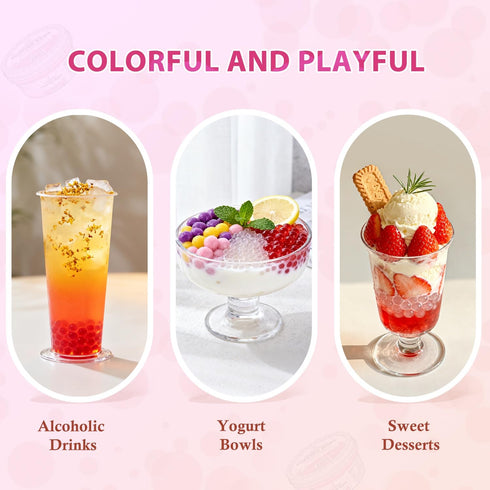 550g Frozen Soeos Strawberry Popping Boba, Bursting Boba Pearls for Bubble Tea, Yogurt, Desserts & Drinks