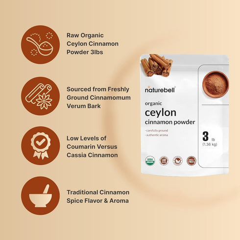 3lbs Organic Ceylon Cinnamon Powder, | True Sri Lanka Bark Source Freshly Ground Sticks Raw Cinnamon Spice Flavor