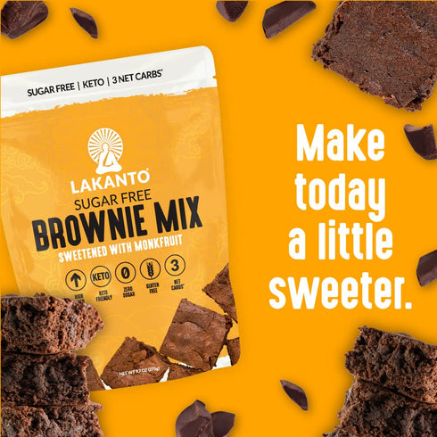 Lakanto Sugar Free Brownie Mix, Sweetened with Monk Fruit, Keto Diet Friendly, Gluten Free, Pack of 1