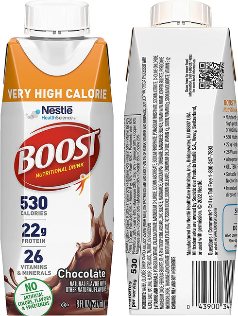 Pack, 12 Count 4 4 4 530 8 oz Pack) BOOST Very High Calorie Nutritional Drink Variety Vanilla, Chocolate, Strawberry