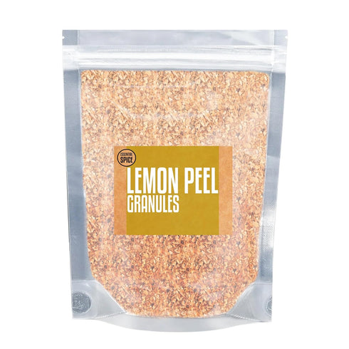 4 oz Essential Spice Lemon Peel Granules, Bottle Zesty, Bright & Aromatic Citrus Flavor Finely Granulated Dried Lemon