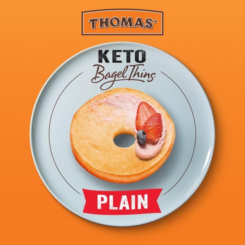 THOMAS' 8 count, (1.63 oz 13 oz Keto Plain Bagel Thins, each), Bagels, Bag