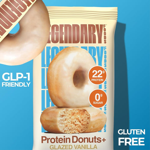 22g GLP-1 8 Pack pack Legendary Foods Protein Donuts - Protein, Glazed Vanilla, Zero Sugar Snack, Gluten Conscious, Low