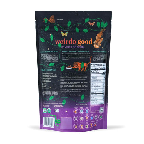 Weirdo Good 14 oz. Black Velvet Cacao Powder Organic, Allergen-Free, Premium Ultra-Dutched Cocoa for Baking