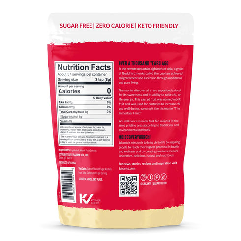 1 LB Lakanto Golden Monk Fruit Sweetener With Erythritol, Raw Cane Sugar Substitute From Monk Fruit Extract, Raw Sugar