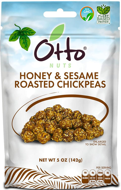 Otto Nuts - Honey & Sesame Roasted Chickpeas, Non-GMO Naturally Vegan Snack,