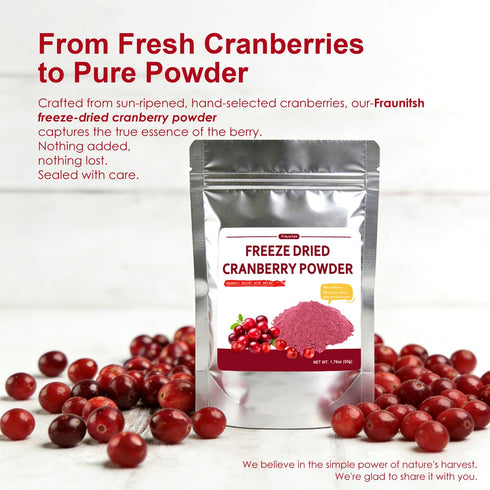 Fraunitsh 1.76oz/50g (1.76oz) Freeze Dried Cranberry Powder, Natural Cranberries Fruit Berry Powder for Baking