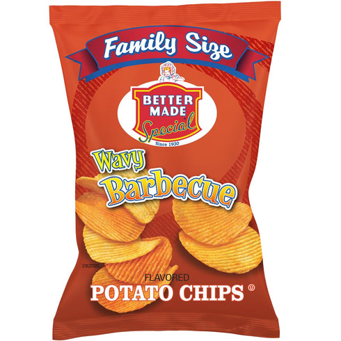 Pack (4) 8.5oz (Pack 4) Better Made Special Potato Chips Four x Family Size Bags of (WAVY BBQ)
