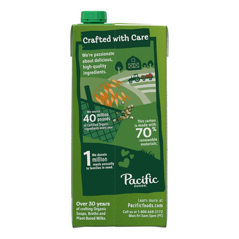 32 oz (Pack 6) Pacific Foods Unsweetened Vanilla Hemp Milk, Plant Based Milk, Carton