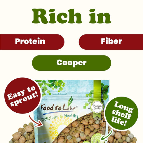 1 Food to Live Rainbow Sprouting Beans Mix, Pound Raw, High Germination Rate, Vegan
