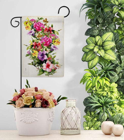 Breeze Decor Mix Bouquet Garden Flag Spring Floral Sunflower Tulip Rose Orchid Lilies Season Springtime Flower Wreath