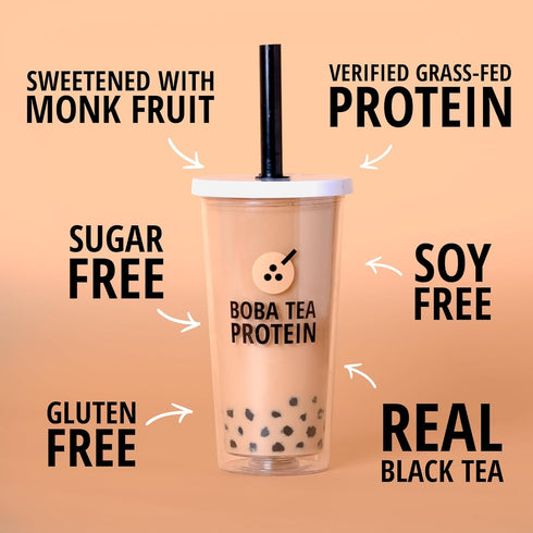 25g 19 Classic Milk Tea Protein Powder | Grass-Fed Whey Protein Isolate Powder | Gluten-Free & Soy-Free Bubble Tea