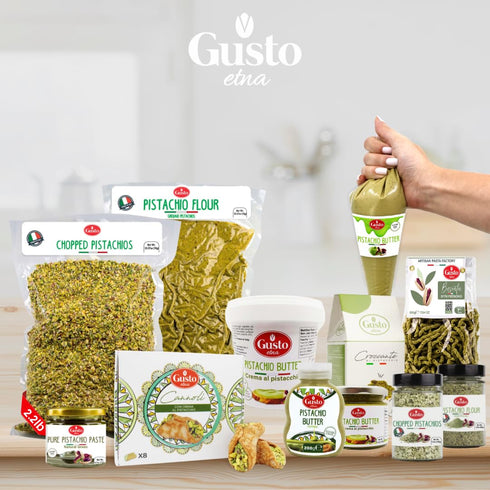 80 GUSTO ETNA Pistachio Flour, g, Sicilian Fine Chopped Pistachio Flour, Ground Pistachios, Pistachio Powder, Gluten