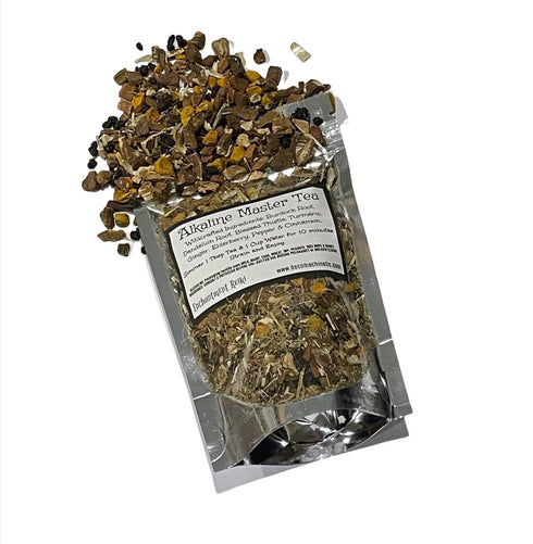 Reiki Charged Alkaline Master Tea, Loose Leaf Dried Herbs, Burdock, Dandelion Root, Elderberry, Blessed Thistle, 2.25